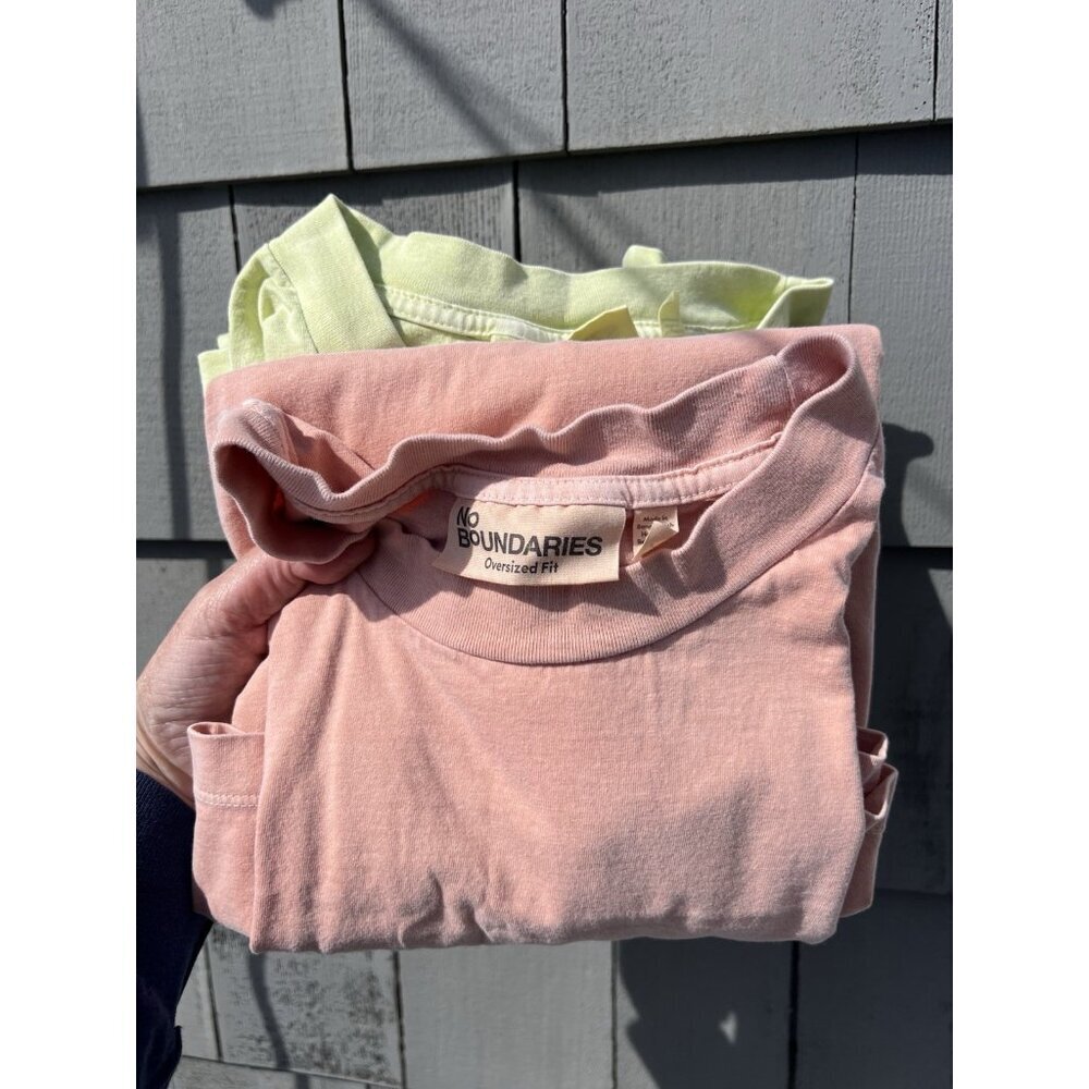 Vintage Y2K Set of 2 NO BOUNDARIES green orange pastel muscle tanks oversized L